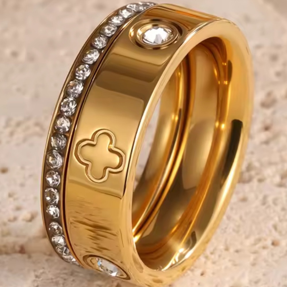 Lux 2x gold color crystal 7 size ring - Picture 7 of 14